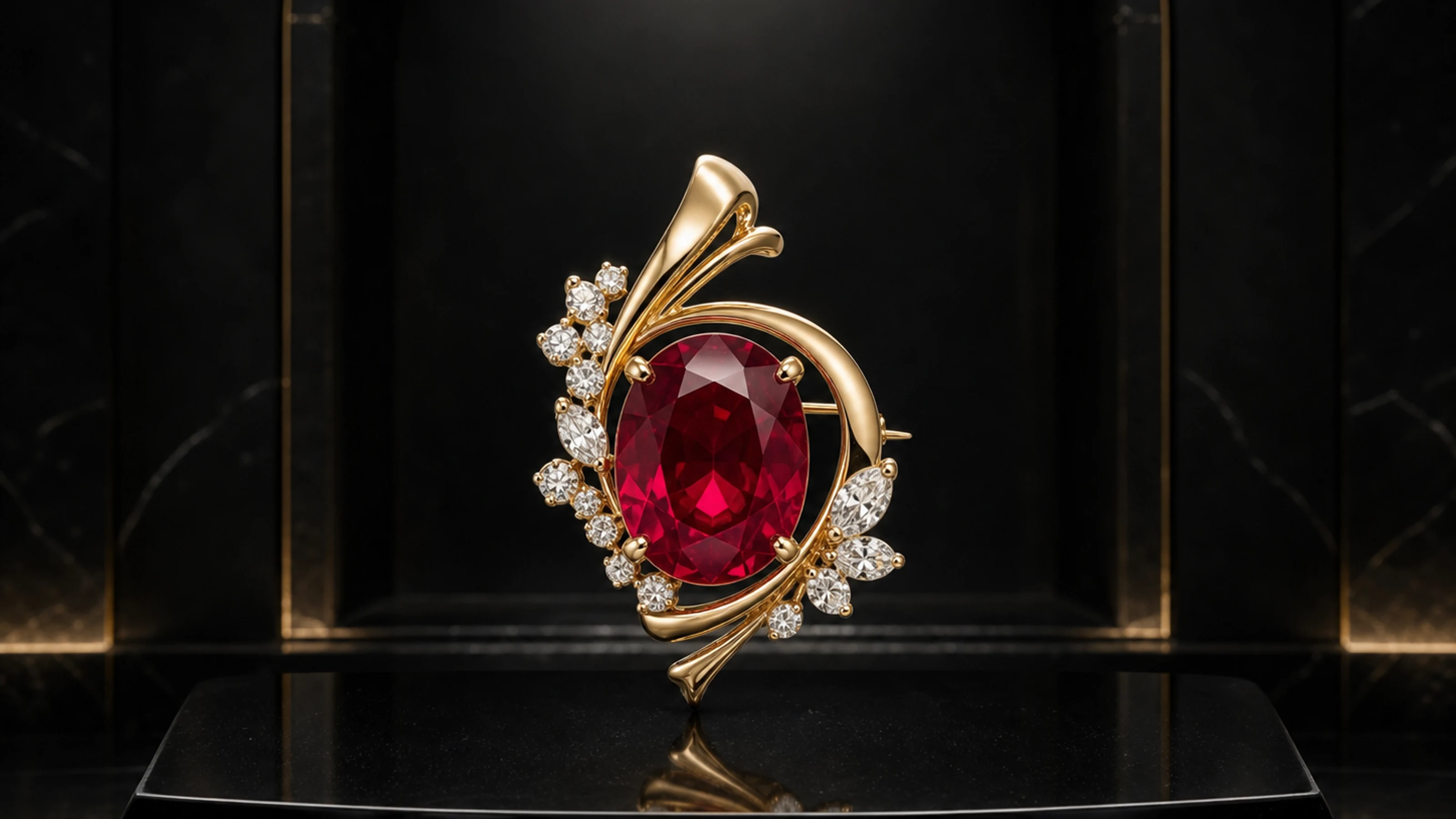 Ardent Ruby Brooch