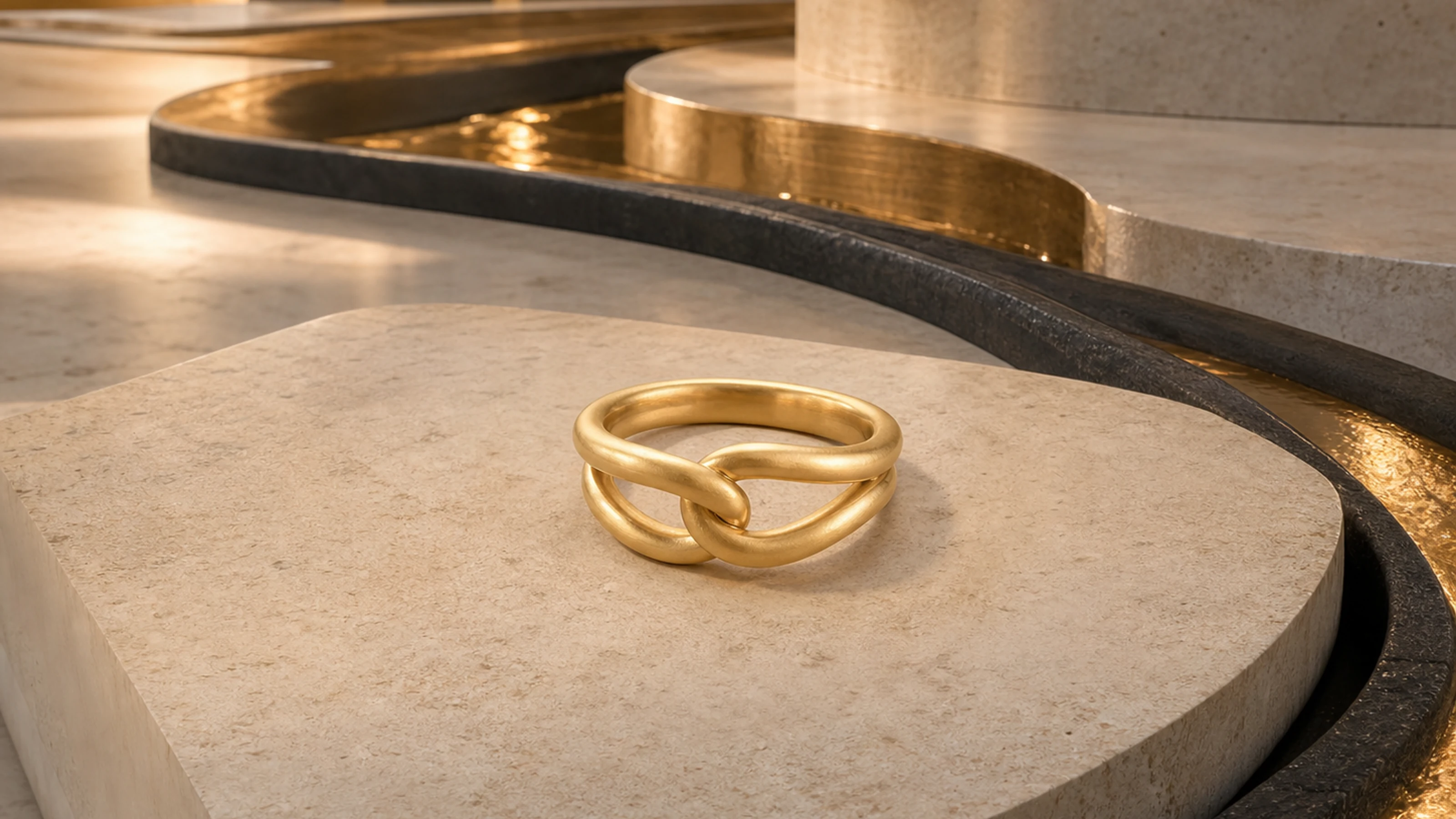 Interlocking 18k gold loop ring