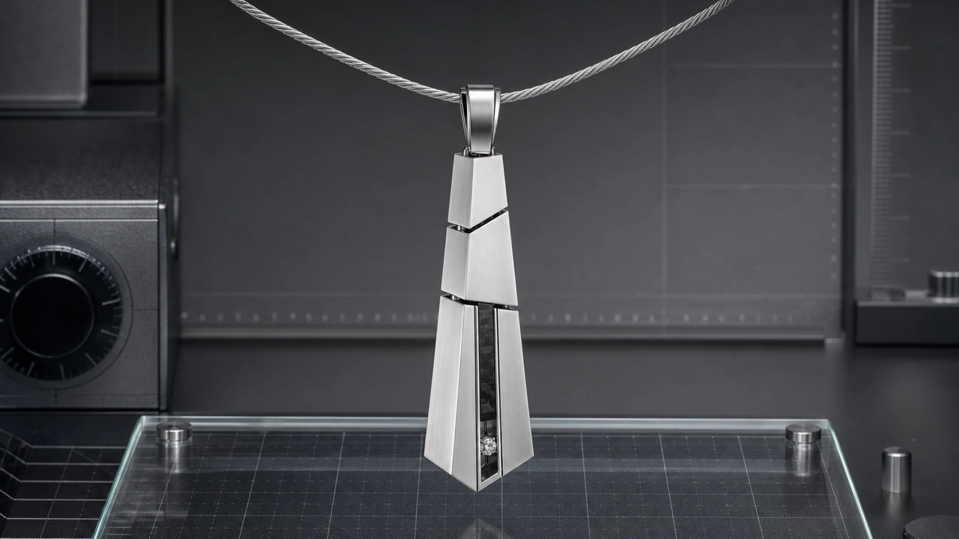 Monolith Pendant in brushed silver-tone finish
